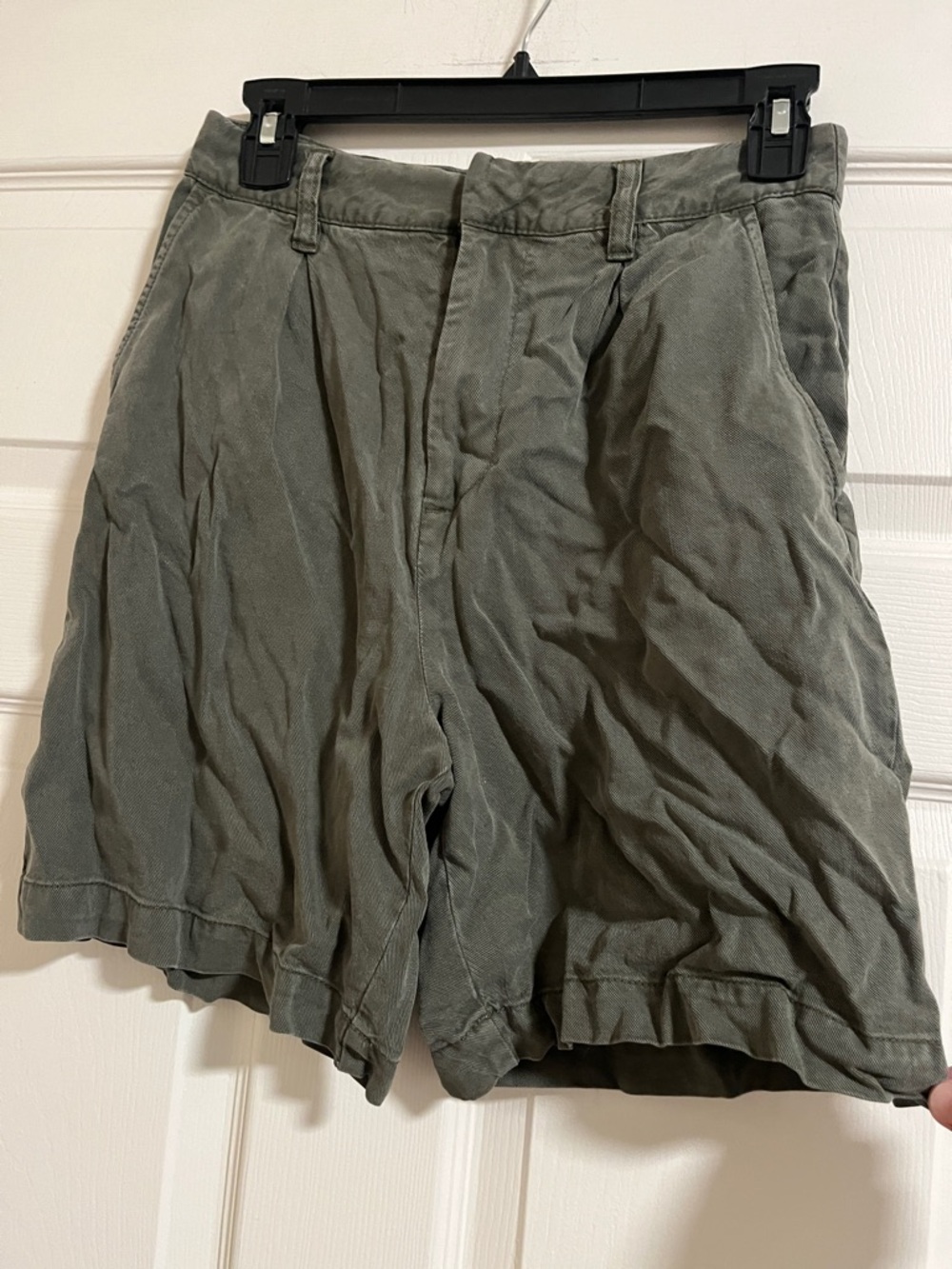 H&M Olive Green Flat Front High-Waist Shorts
